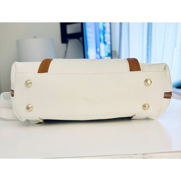 NWT Valentina White Italian Leather Convertible crossbody Shoulder Backpack Bag main image 11